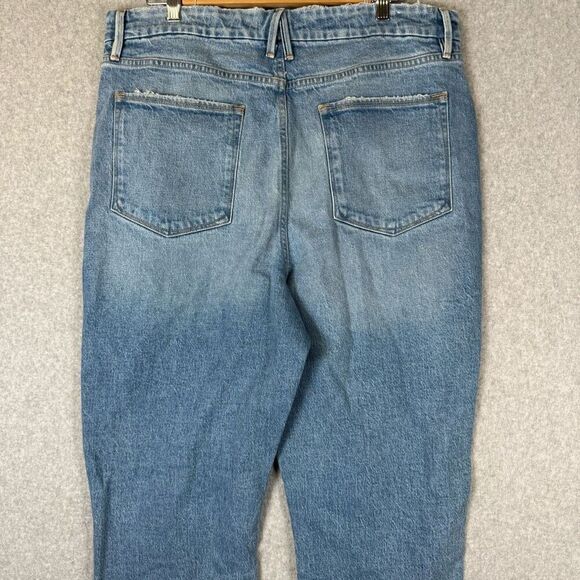 Good American Women Size 16 Straight Leg Denim Jeans Light Wash Blue Distressed - Picture 9 of 12